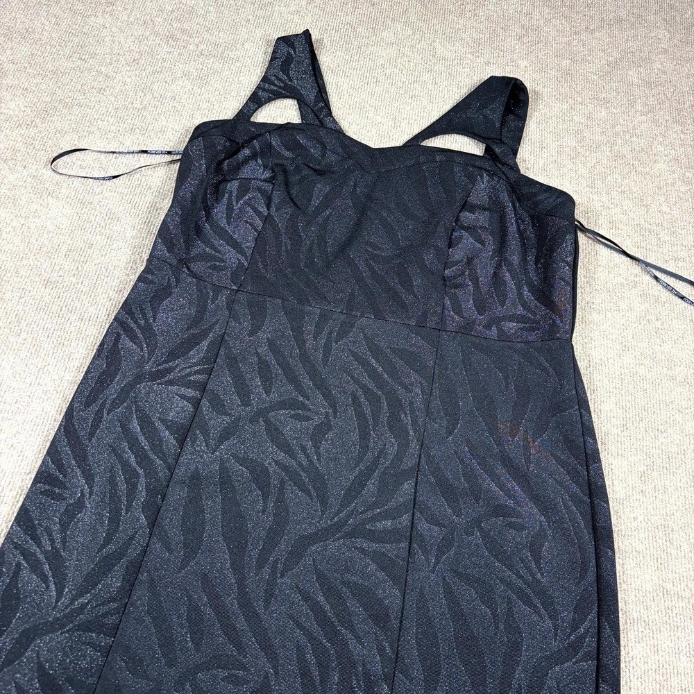 Forever 21 Mini Dress Women's 2X Black Jacquard Pattern Cutout Strap Details
